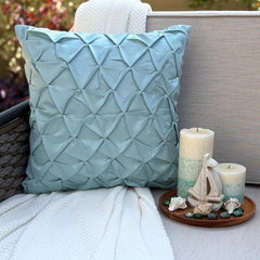 Sea Crunch - Blue Satin Decorative Euro Sham