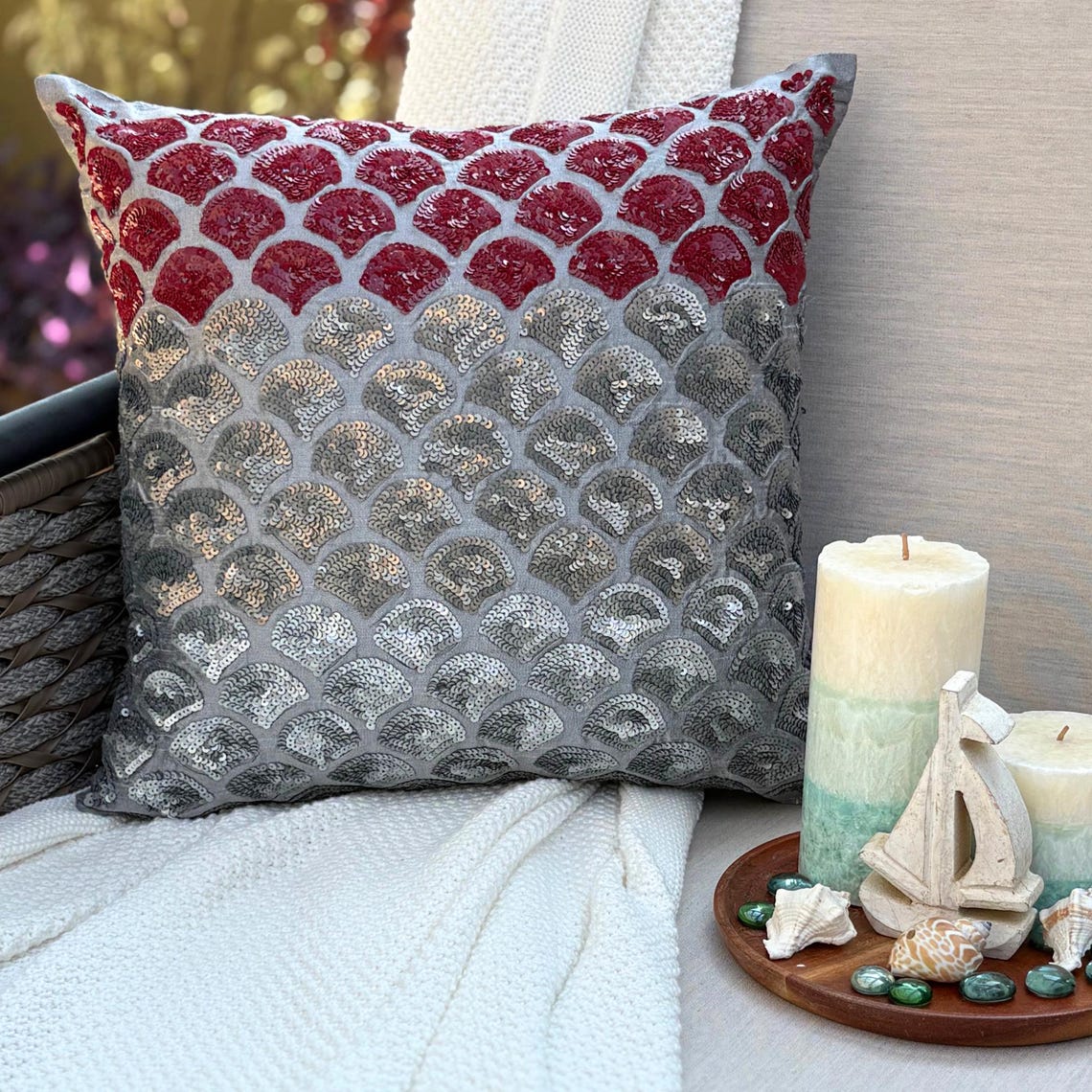Cranberry Space - Gray Art Silk Decorative Euro Sham