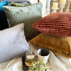 Gold Velvet Lumbar Pillow Cover - Gold Ribbed