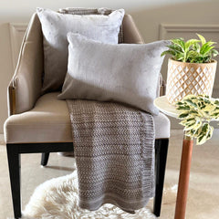Light Gray Velvet Lumbar Pillow Cover - Light Gray Grooved