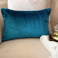Navy Blue Velvet Throw Pillow Cover - Navy Blue Lines