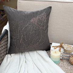 Night Sea Shell Gray Silk Throw Pillow Cover