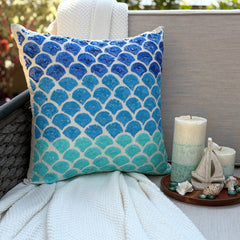 Blessed With The Sea - Blue Art Silk Decorative Euro Sham