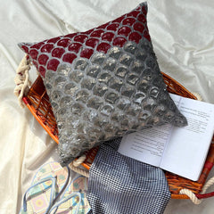 Cranberry Space - Gray Art Silk Throw Pillow Cover