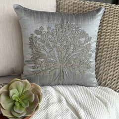 The Silver Tree - Silver Art Silk Decorative Euro Sham