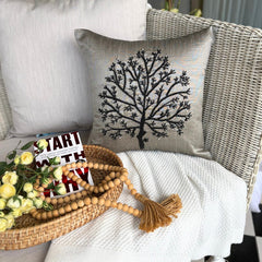 Silver Tree Of Life - Silver Art Silk Throw Pillow Cover