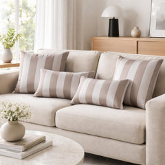 Mocha Satin Lumbar Pillow Cover Pack of 2 - Mocha Stripe Delight