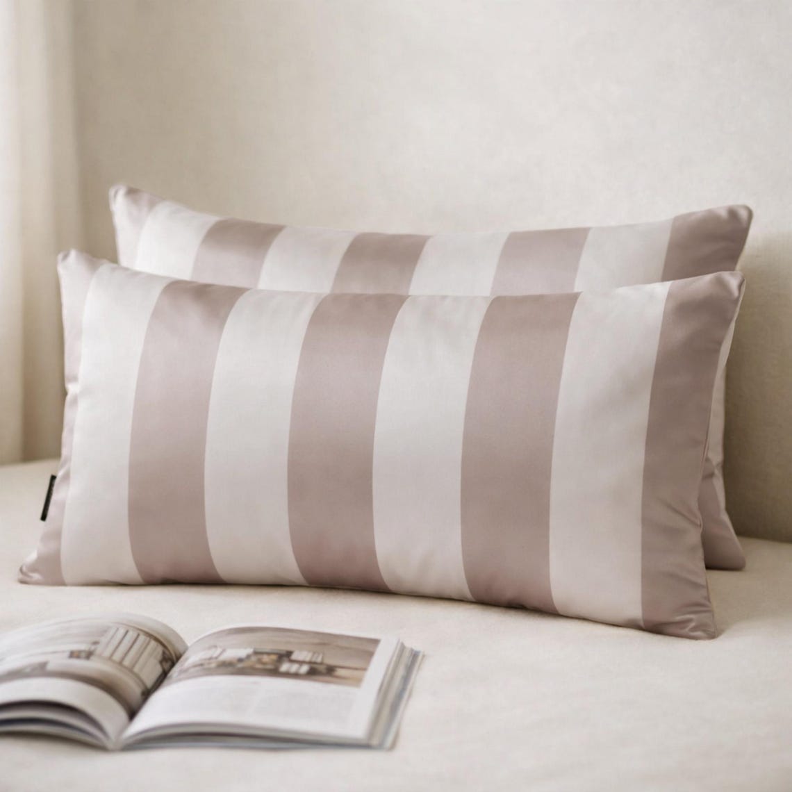 Mocha Stripe Delight Lumbar Pillow Cover