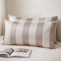Mocha Stripe Delight Lumbar Pillow Cover