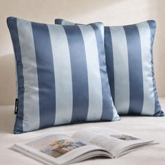 Blue Satin Throw Pillow Cover Pack of 2 - Blue Vertical