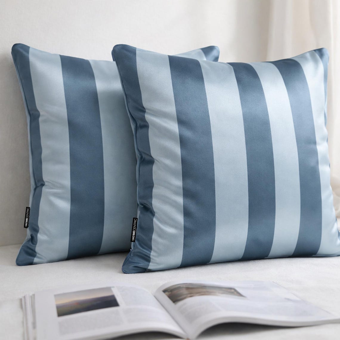 Blue Vertical Throw Pillow Cover