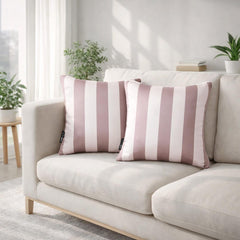 Dusty Rose & White Satin Throw Pillow Cover Pack of 2 - Dusty Rose Vertical