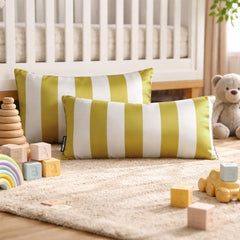 Chartreuse Green Satin Lumbar Pillow Cover Pack of 2 - Chartreuse Stripe Delight