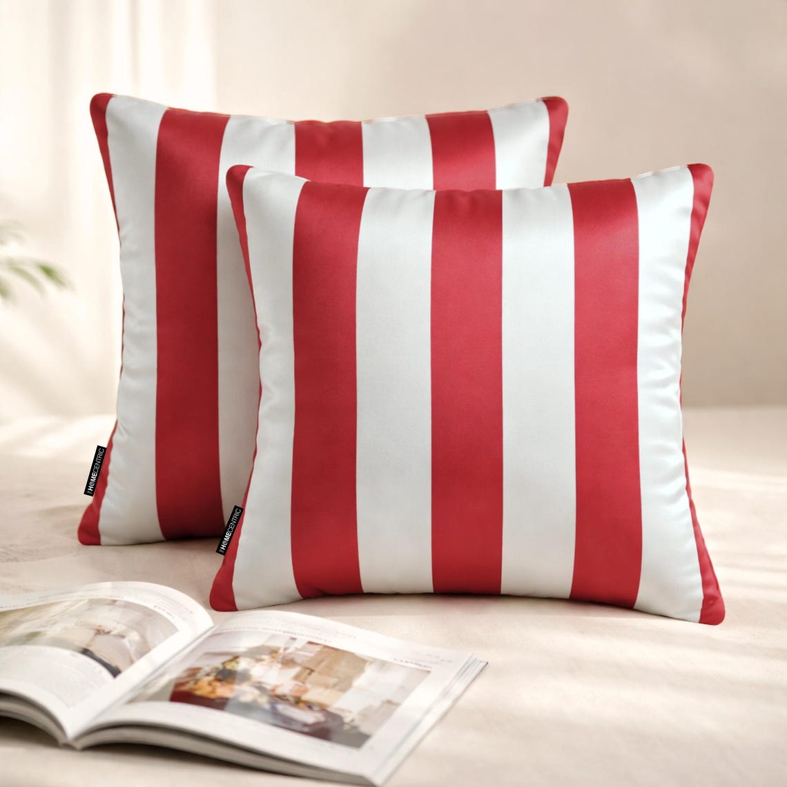Red Vertical Throw Pillow Cover
