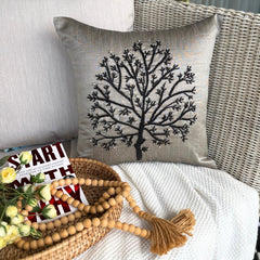 Silver Tree Of Life - Silver Art Silk Throw Pillow Cover