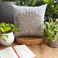 The Silver Tree - Silver Art Silk Decorative Euro Sham