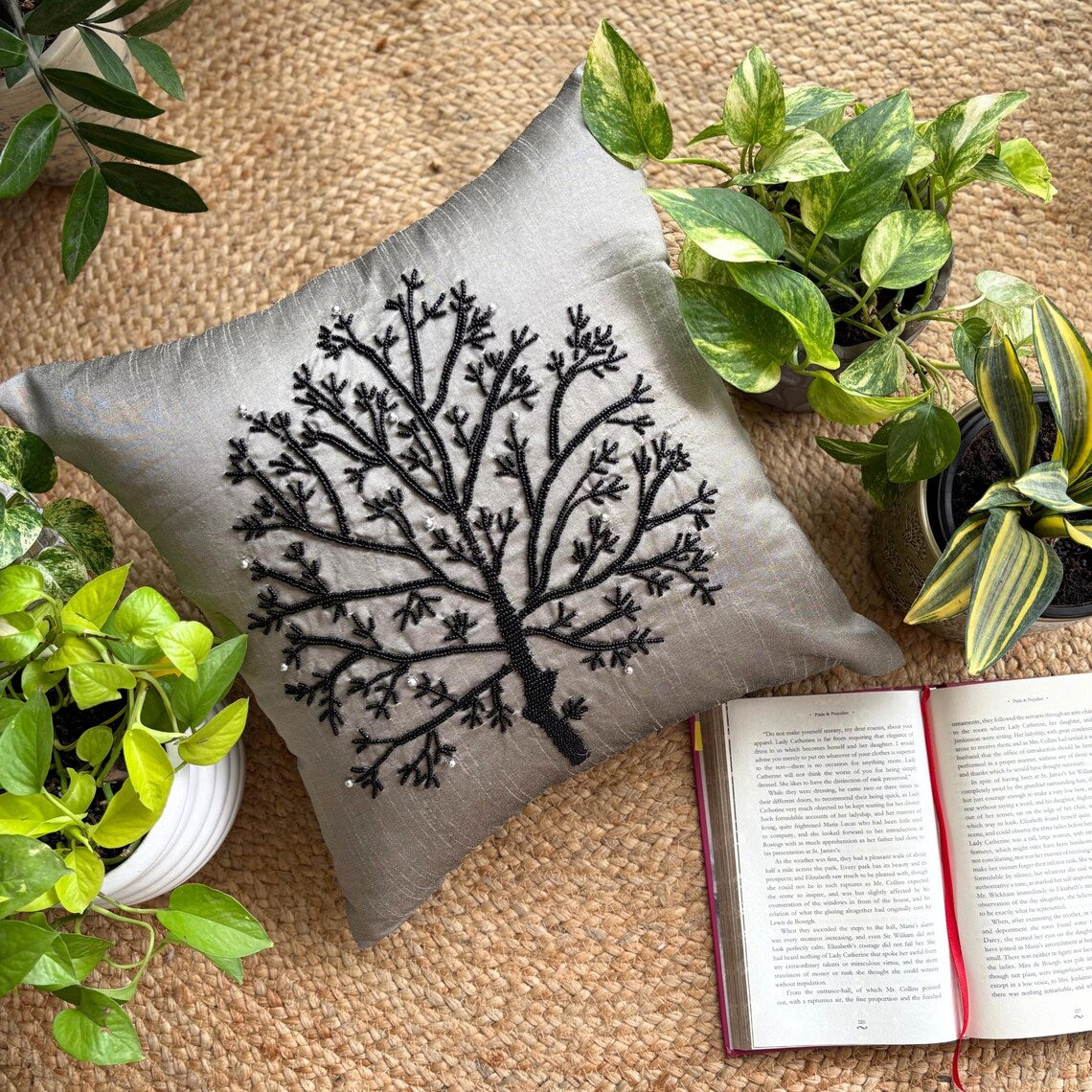 Silver Tree Of Life Pillow Cover