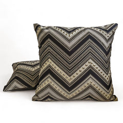 Brown & Grey Jacquard Throw Pillow Cover - Chevron Ridge