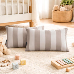 Mocha Satin Lumbar Pillow Cover Pack of 2 - Mocha Stripe Delight