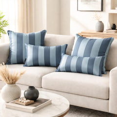 Blue Satin Throw Pillow Cover Pack of 2 - Blue Vertical