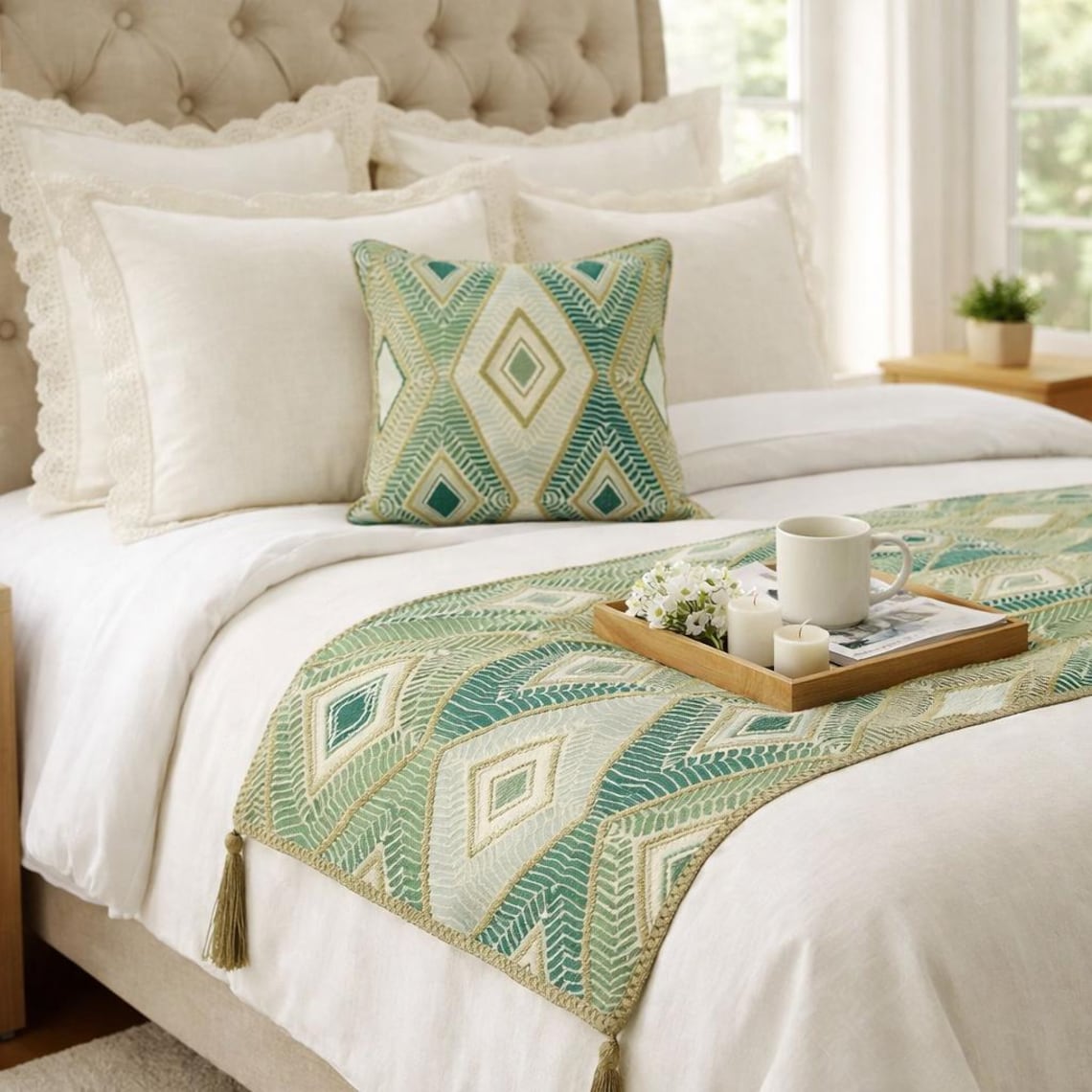Chantico Decorative Bed Runner and Pillow Cover