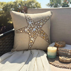 Starfish Coated Pearl - Natural Beige Cotton Linen Throw Pillow Cover