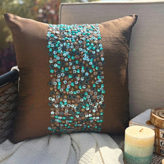 Cocoa & Turq Pillow Cover