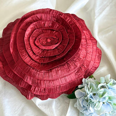 Rust Rose - Crushed Art Silk Rust Decorative Round Pillow Cover