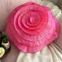 Vintage Rose - Crushed Art Silk Fuchsia Pink Decorative Round Pillow Cover