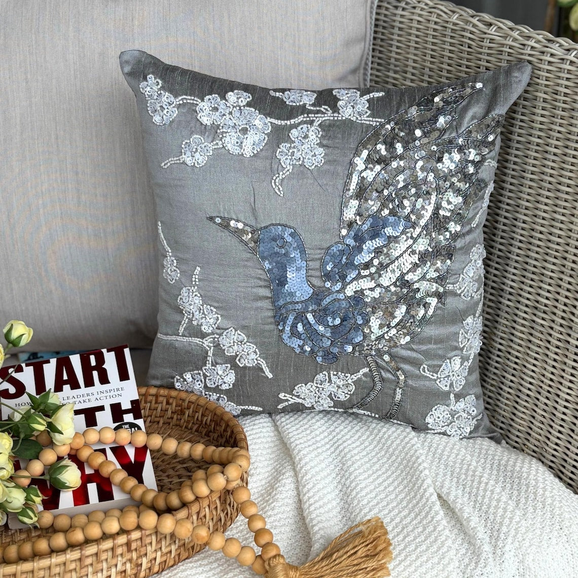 Silver Pigeons Gray Decorative Euro Sham