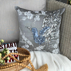 Silver Pigeons Gray Decorative Euro Sham