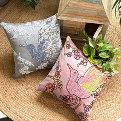 Silver Pigeons Silk Decorative Euro Sham