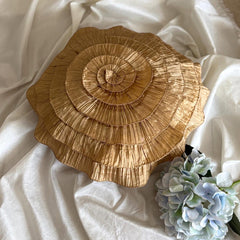 Vintage Golds - Crushed Art Silk Gold Decorative Round Pillow Cover