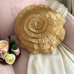 Vintage Golds - Crushed Art Silk Gold Decorative Round Pillow Cover