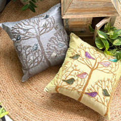 Pigeon Love - Lime Green Art Silk Decorative Euro Sham