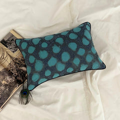 Shyam Teal Blue Jacquard Lumbar Pillow Cover