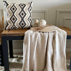 Black & Beige Jacquard Woven Throw Pillow Cover - Nomad Path