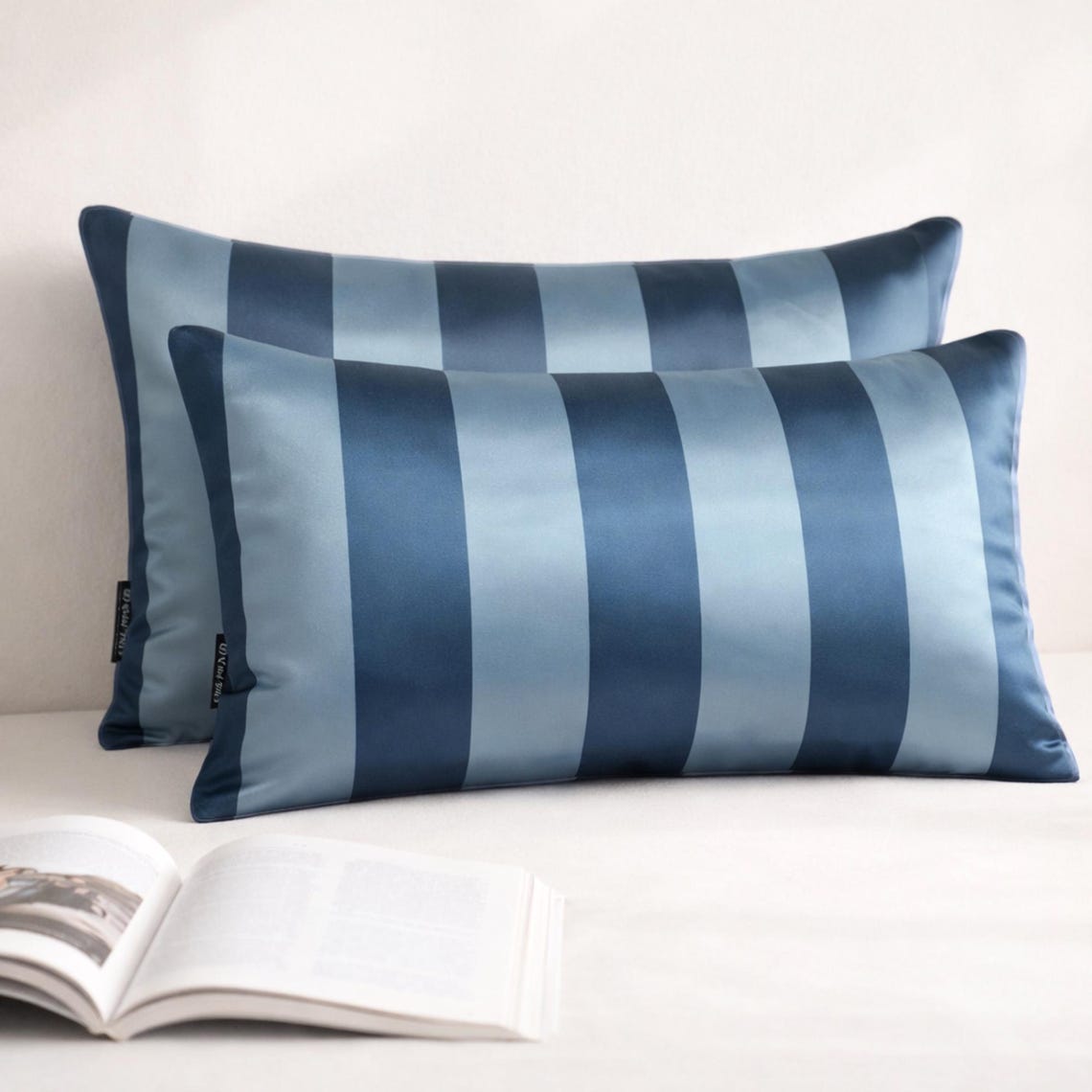 Blue Stripe Delight Lumbar Pillow Cover