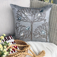 Silver Pigeons Bird Throw Pillow Cover