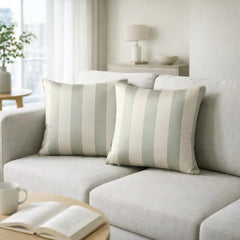 Sage Gray & Ivory Satin Throw Pillow Cover Pack of 2 - Sage Gray Vertical