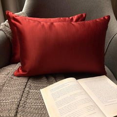 Red Satin Throw Pillow Cover - Deep Red Slub Satin