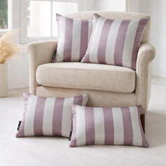 Dusty Rose & White Satin Lumbar Pillow Cover Pack of 2 - Dusty Rose Stripe Delight