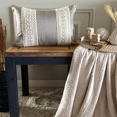Gray Linen Lumbar Pillow Cover - Pearl Weave