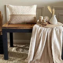 Beige Jute Lumbar Pillow Cover - Juteform