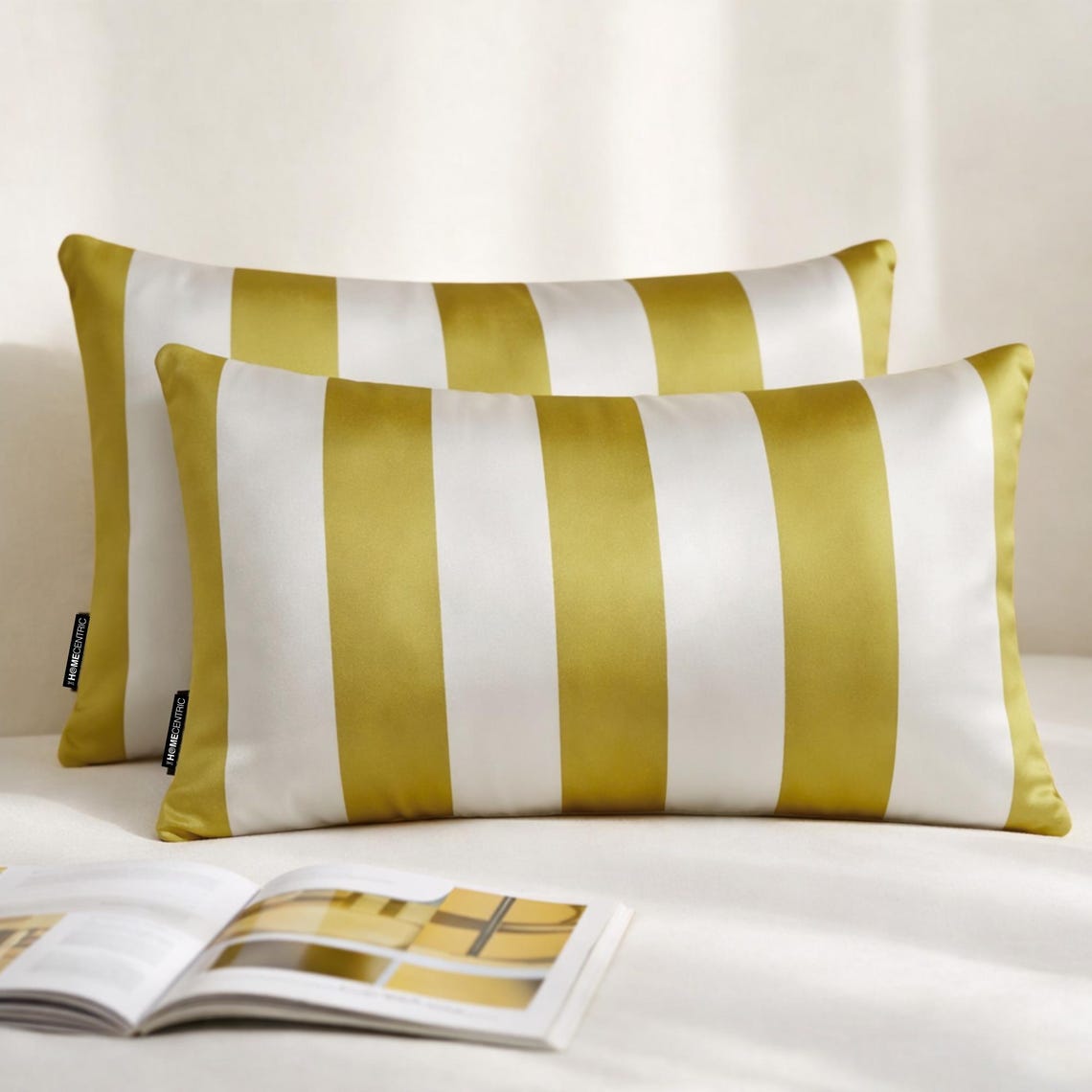 Chartreuse Stripe Delight Lumbar Pillow Cover