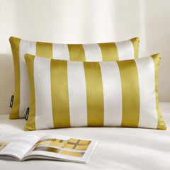 Chartreuse Stripe Delight Lumbar Pillow Cover