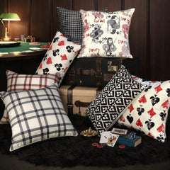 Red & Black Velvet Throw Pillow Cover - Four Suits