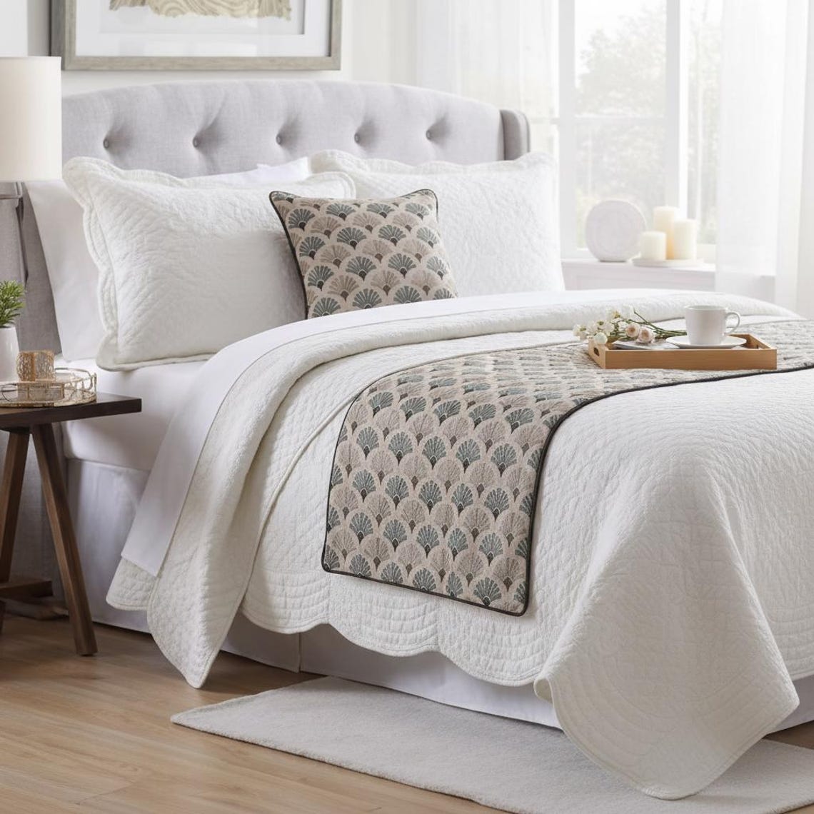 Flourish Bloom Decorative Bed Runner with Pillow Cover