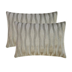 Ivory Velvet Lumbar Pillow Cover - Velvet Waves