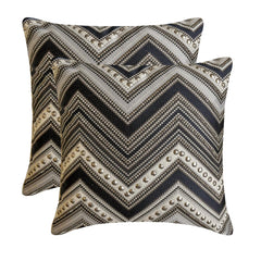 Brown & Grey Jacquard Throw Pillow Cover - Chevron Ridge